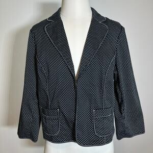 Ruby Rd Black/White Polka Dot 3/4 Sleeve Blazer Suit Jacket Career Womens Sz 12